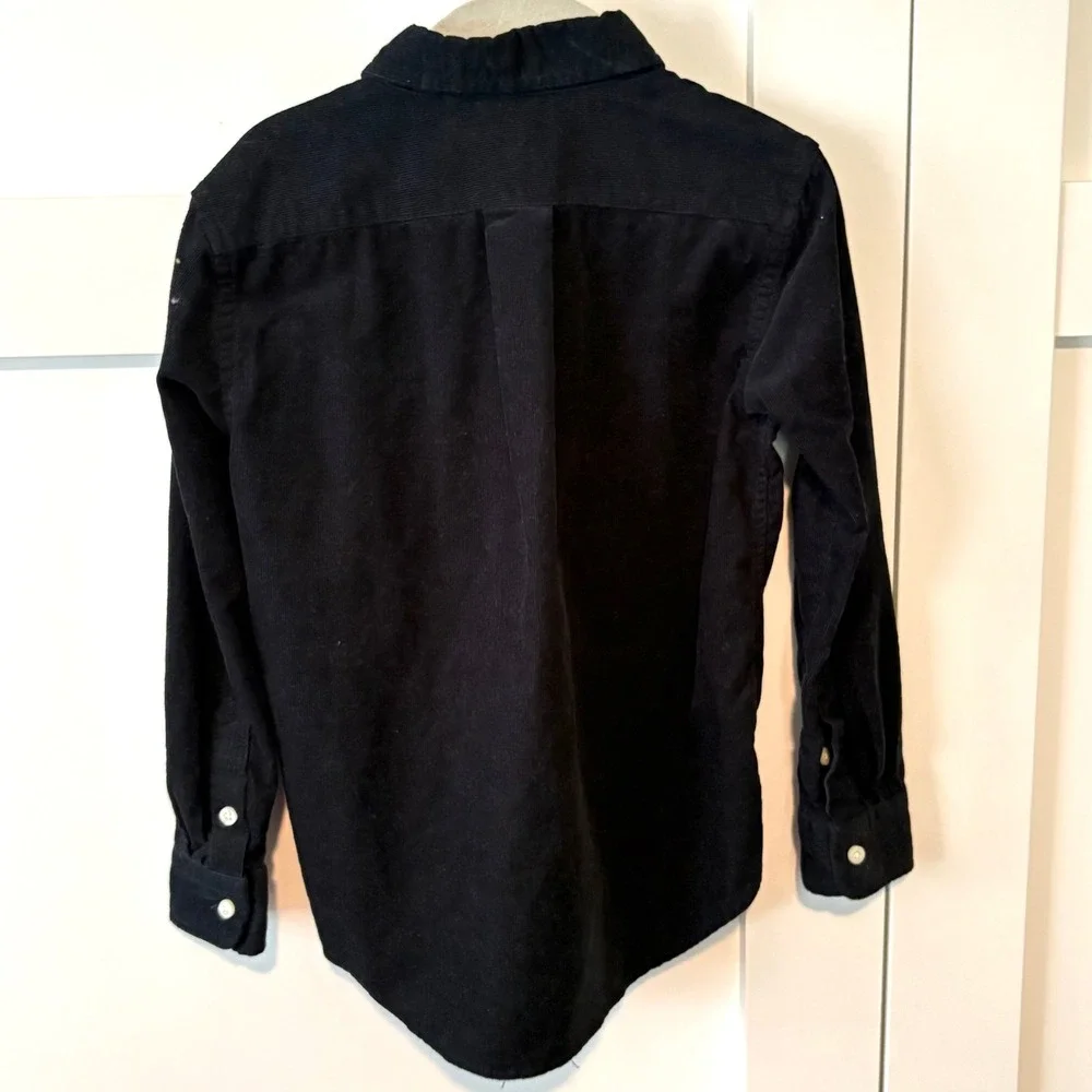 Ralph Lauren Boy's Black Cotton Corduroy Long Sleeved Button Front Shirt Size 5